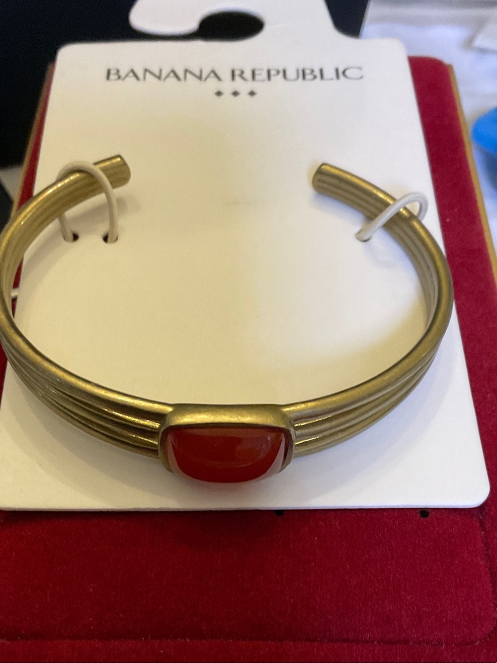 Banana Republic Gold-Tone Cuff Bracelet with Red Stone